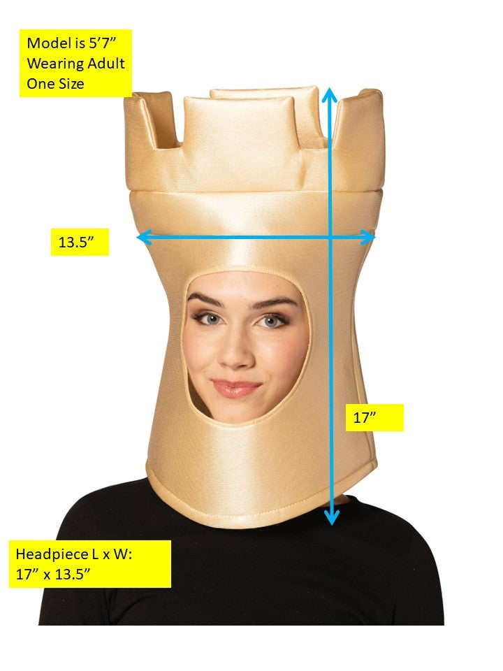Ultimate Deluxe Beige Rook Chess Headpiece Mask, Adult One Size
