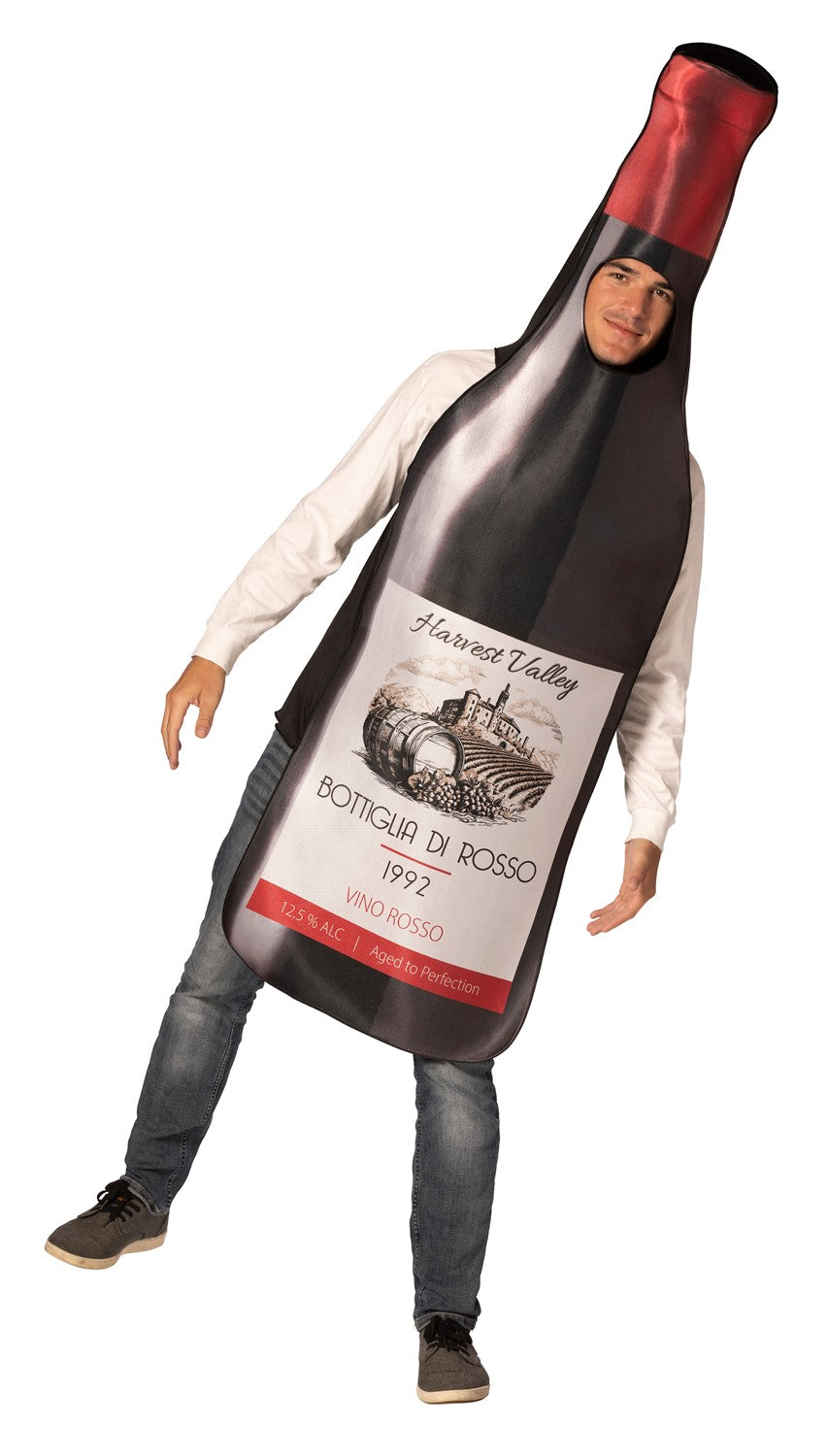 Get Real Bottle of Red Wine Halloween Costume, Adult One Size