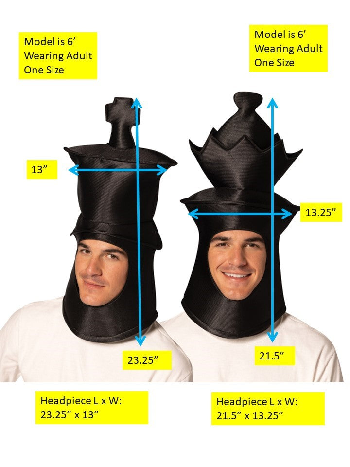 Ultimate Deluxe Black King & Queen Chess Headpieces Couple Mask, Adult One Size