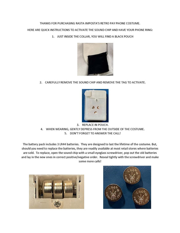 Retro Pay Phone with 3 Rings Costume, Adult One Size