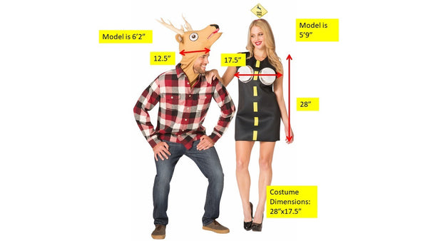 Deer in Headlights Couple Costume, Adult One Size & Women's Dress Size 4-10