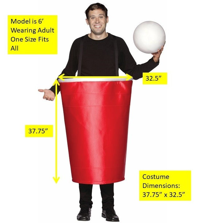 Red Beer Pong Cup Costume, Adult One Size
