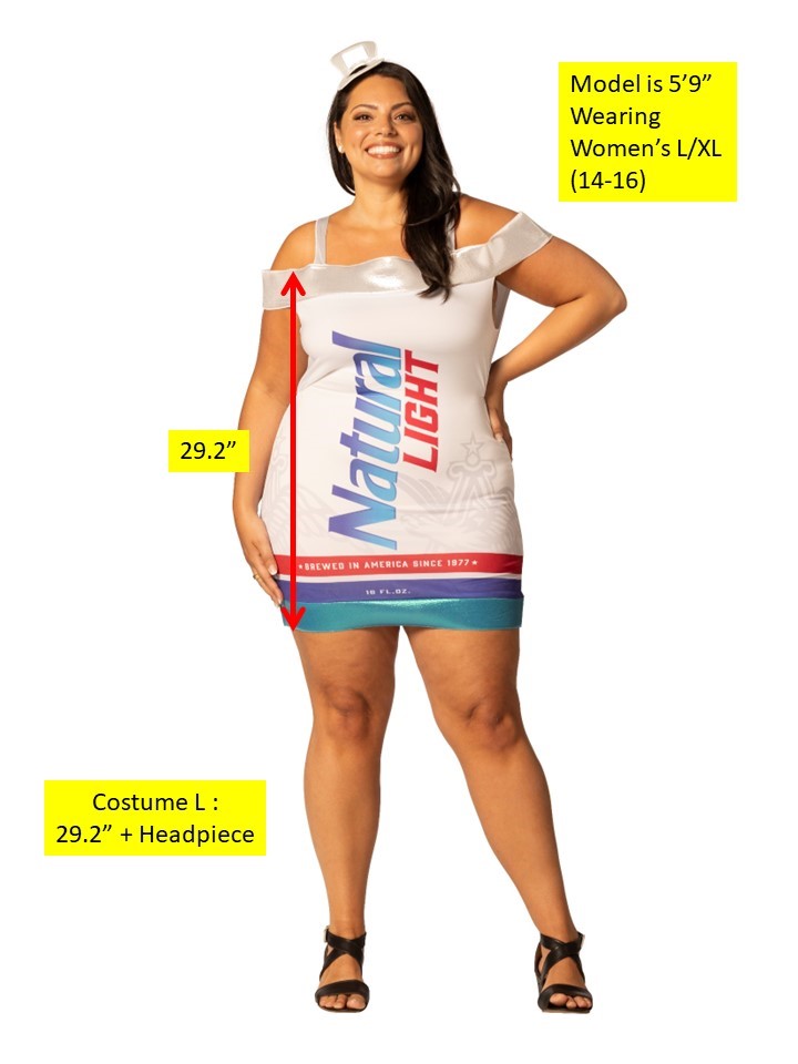 Natural Light Beer Can Dress Costume, Women's Sizes L-XL