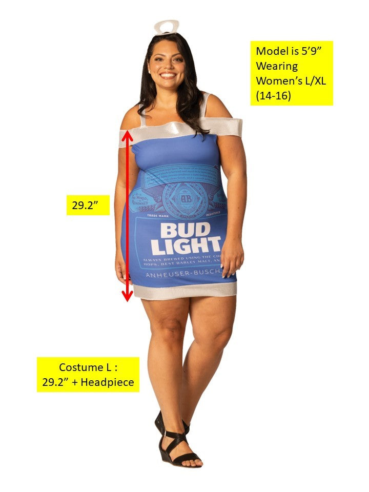 Bud Light Beer Can Dress Costume, Women's Sizes L-XL
