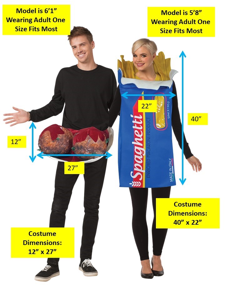Spaghetti & Meatballs Couple Costume, Adult One Size