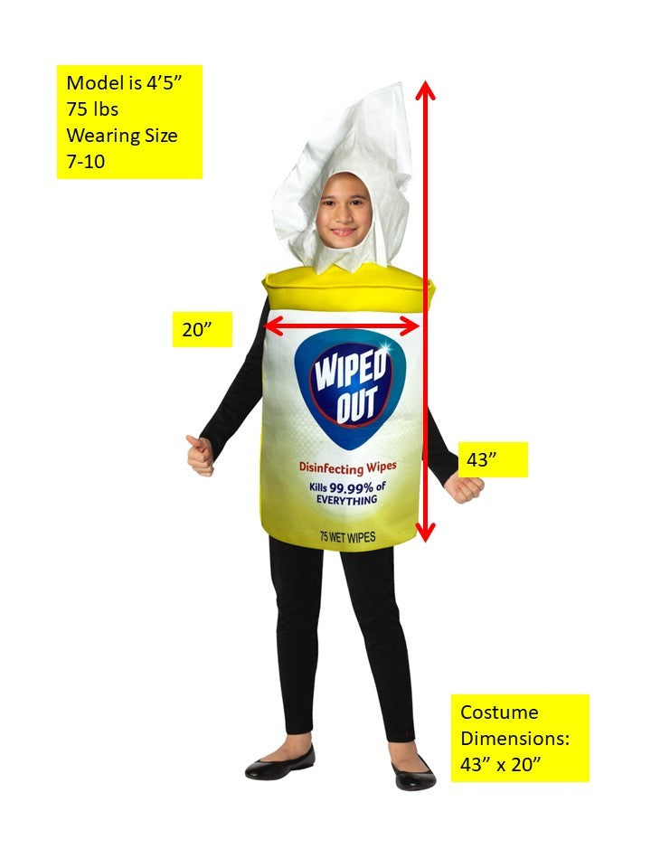 Wiped Out! Disinfecting Sanitizer Wipes Halloween Costume, Child 7-10