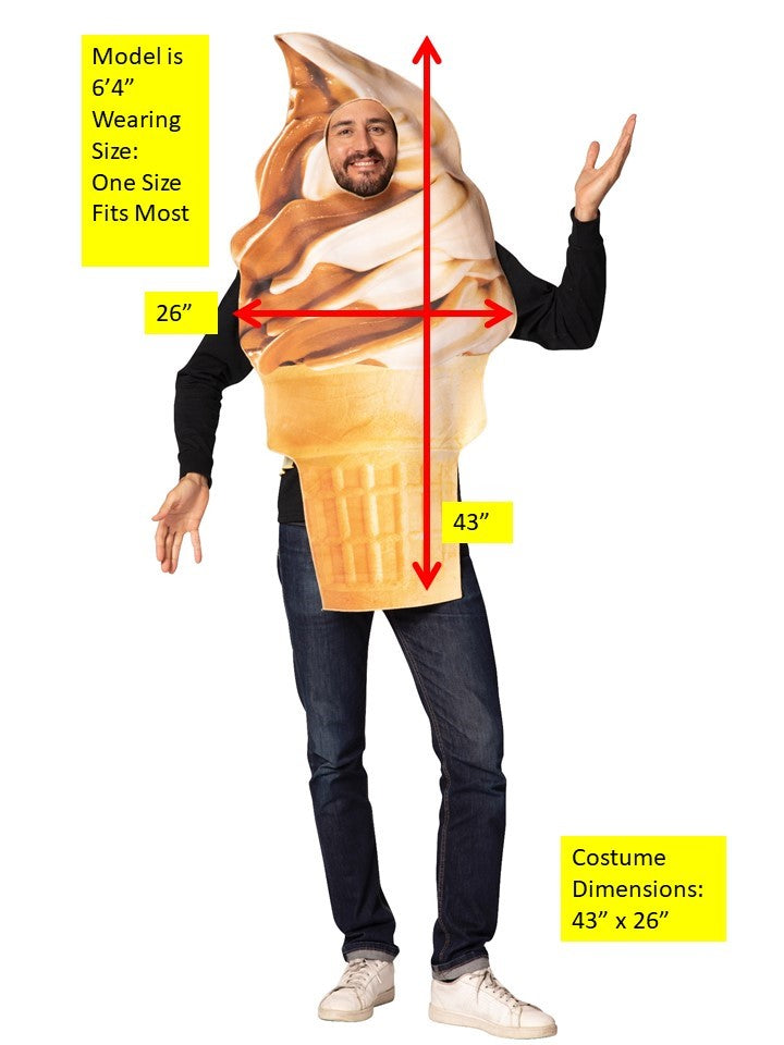 Get Real Soft Serve Ice Cream Cone Costume, Adult One Size