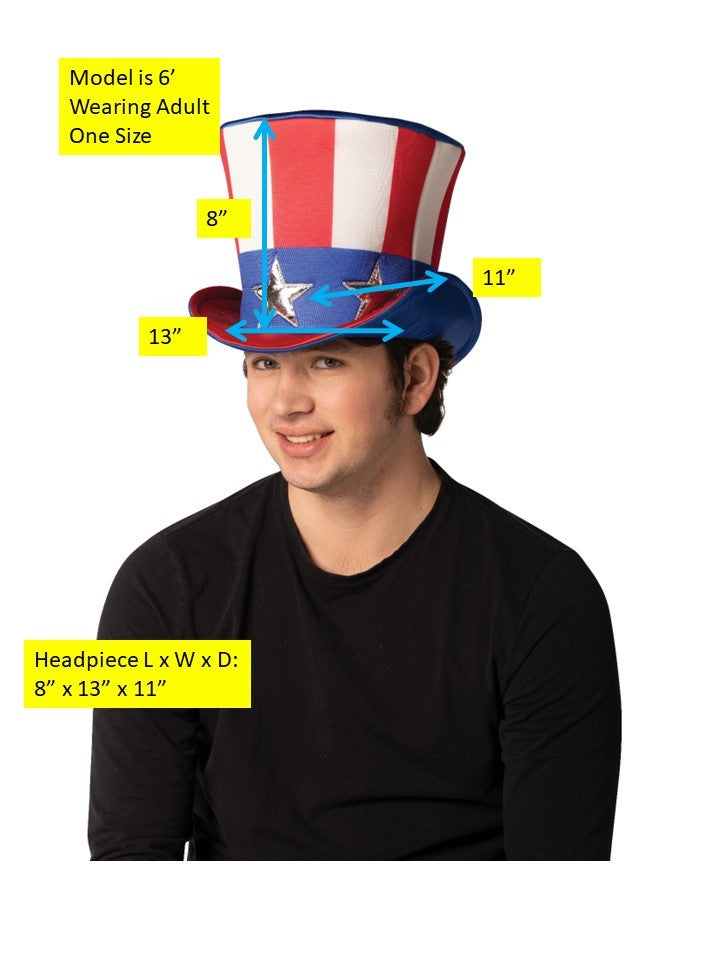 Ultimate Deluxe Uncle Sam Hat, Red White and Blue, Adult One Size