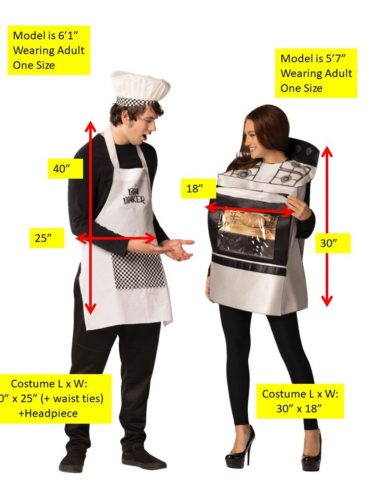Bun in Oven & Bun Maker Couple Halloween Costume, Adult One Size