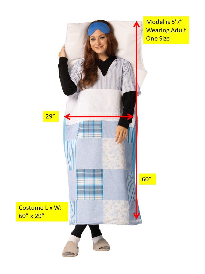 Sleeping Bed w. Pillow & Comforter Halloween Costume, Adult One Size