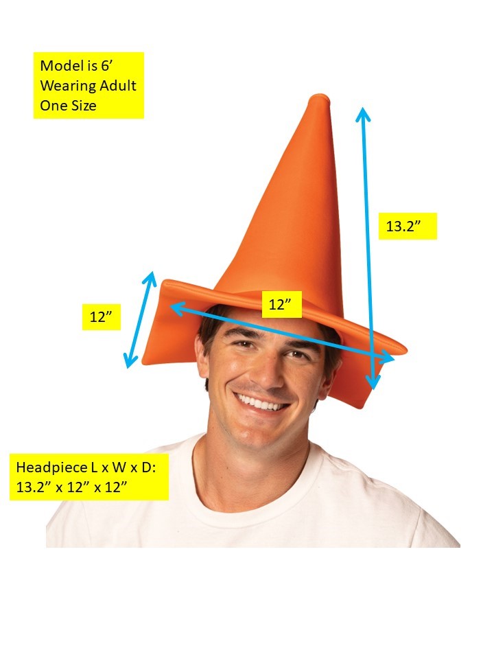 Caution Safety Cone Hat, Adult One Size
