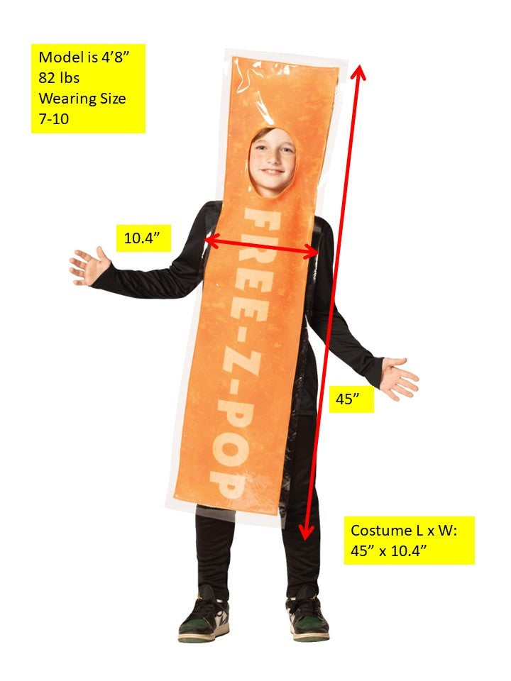 FREE-Z Orange Ice Pop Halloween Costume, Child Size 7-10