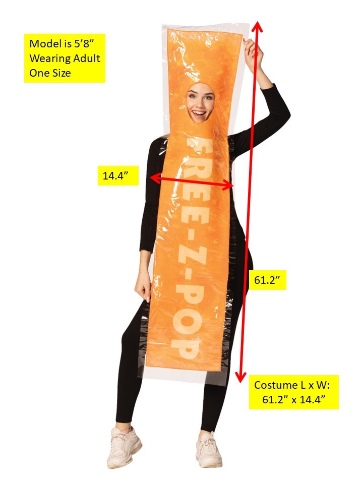 FREE-Z Orange Ice Pop Halloween Costume, Adult One Size