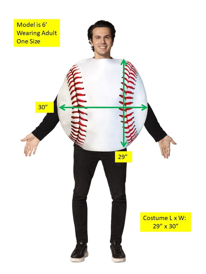 Get Real Baseball Halloween Costume, Adult One Size