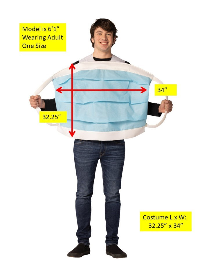 Disposable Face Mask Halloween Costume, Adult One Size