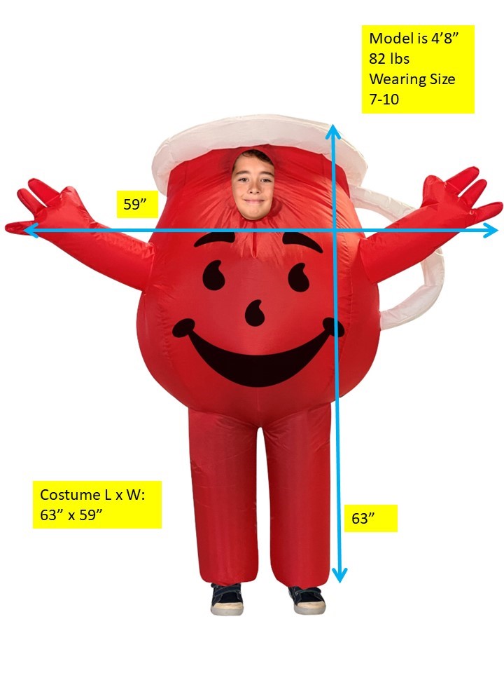 INFLATABLE Kool Aid Guys Kids Halloween Costume, Child Size 7-10