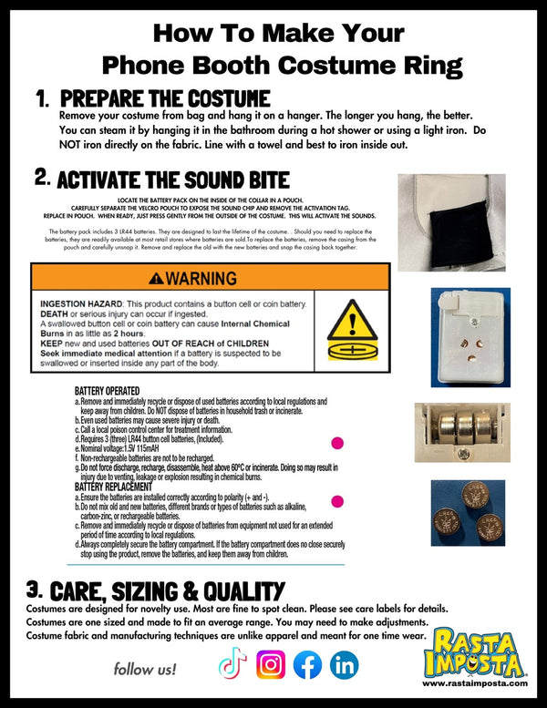 Retro Pay Phone with 3 Rings Costume, Adult One Size