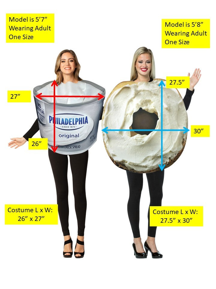 Bagel & Cream Cheese & Kraft Philadelphia Cream Cheese Couples Costume, One Size