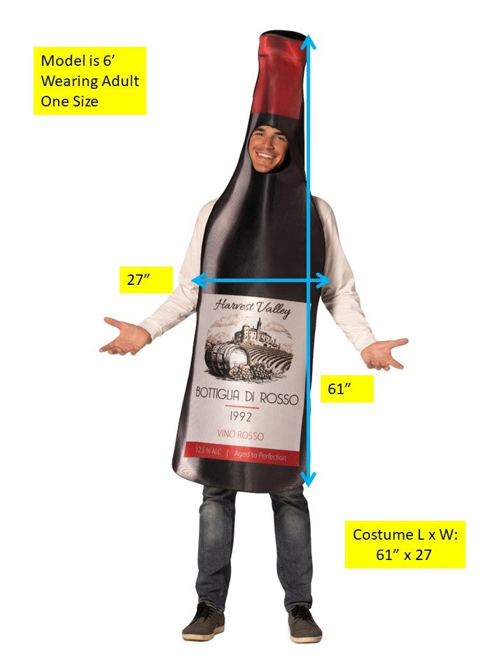 Get Real Bottle of Red Wine Halloween Costume, Adult One Size
