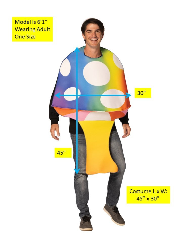 Mushroom Psychedelic Colors Halloween Costume, Adult One Size