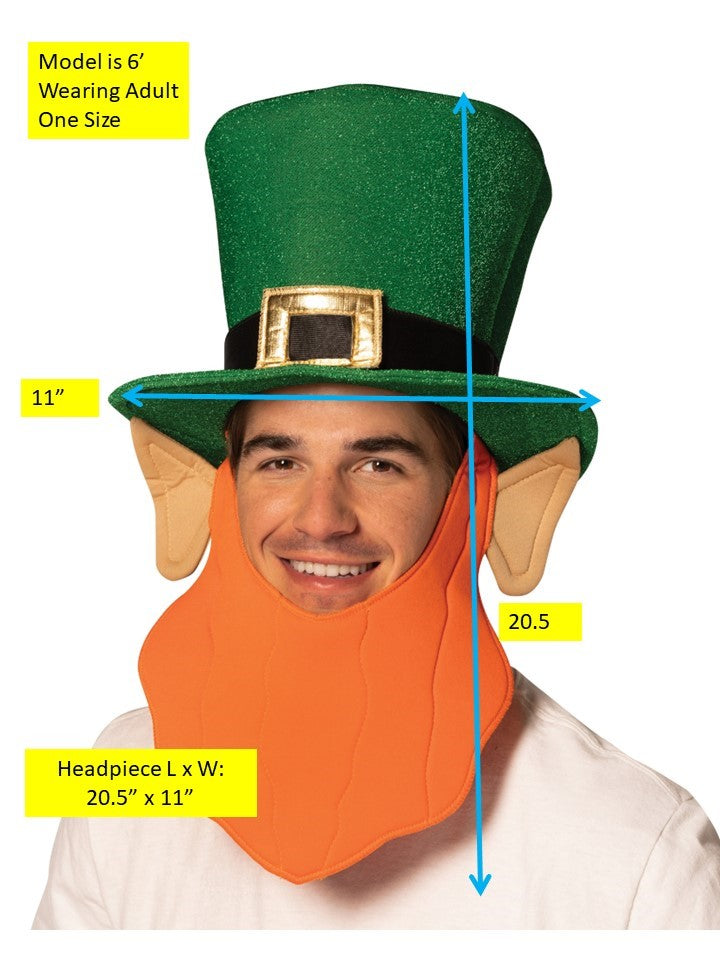 Leprechaun Hat with Orange Beard St. Patrick's Day, Adult One Size