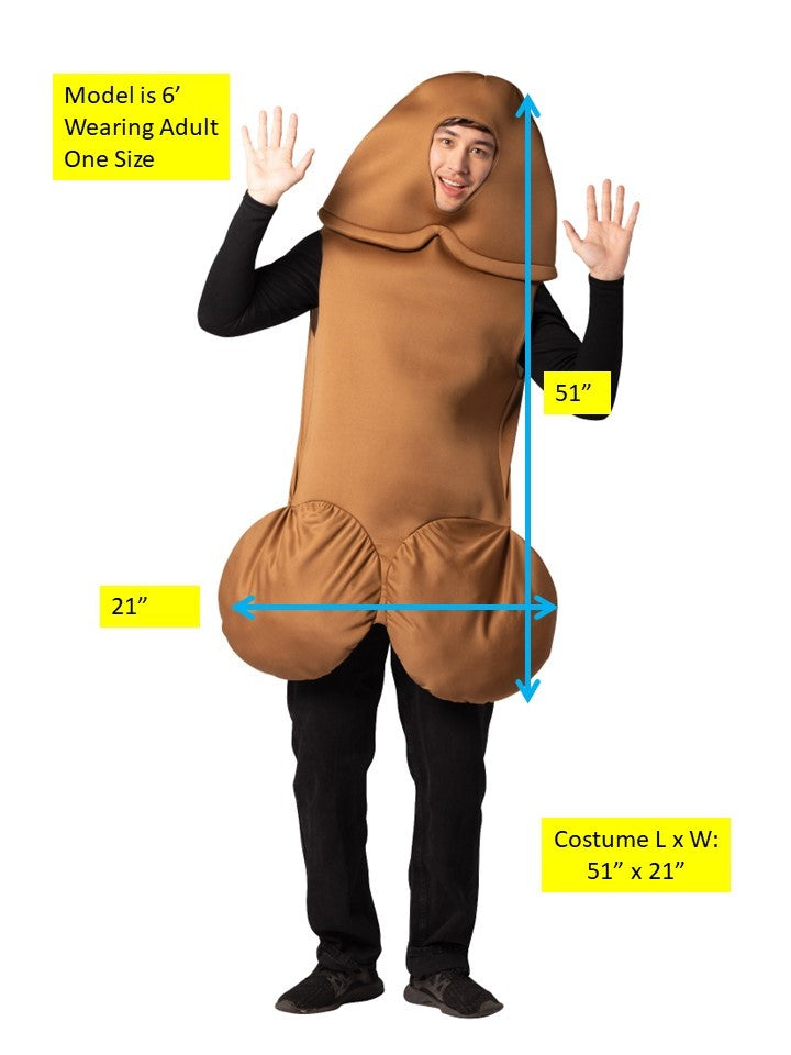 Penis Brown Halloween Costume, Adult One Size