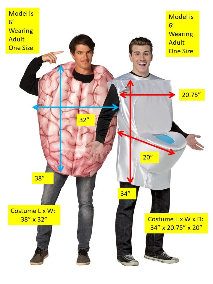 Brain & Toilet Couple Halloween Costume, Adult One Size