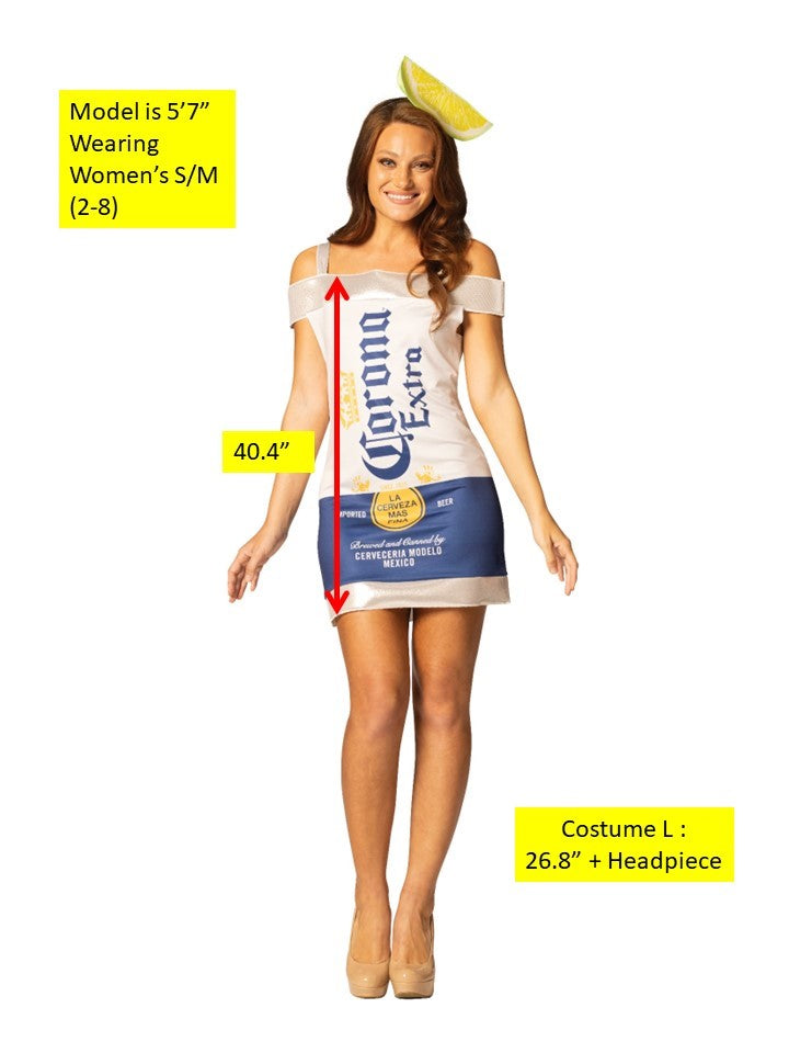 Corona Extra Beer Dress Halloween Costume, Women's Size S-M (2-8)