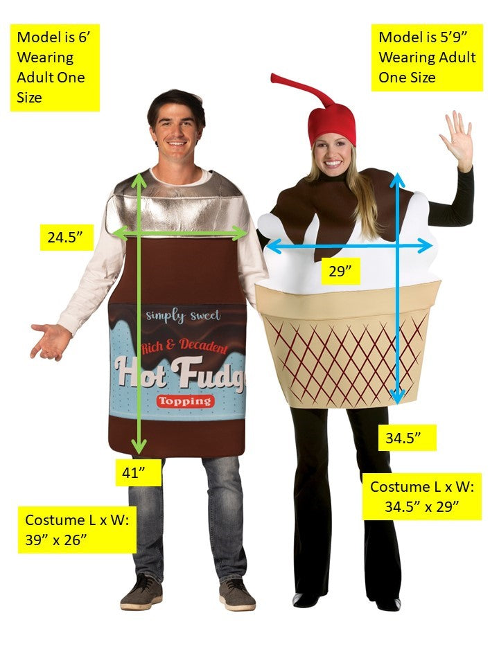Hot Fudge Sauce Jar & Ice Cream Sundae Couple Halloween Costume, Adult One Size