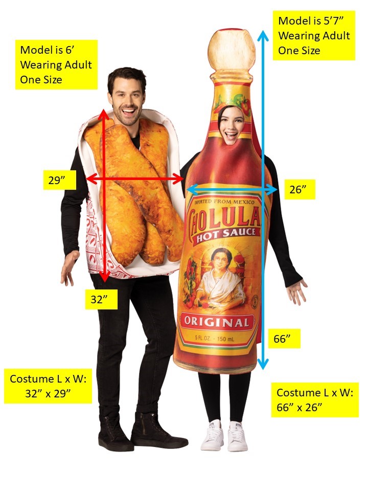 Cholula Hot Sauce & Chicken Fingers Couple Halloween Costume, Adult One Size