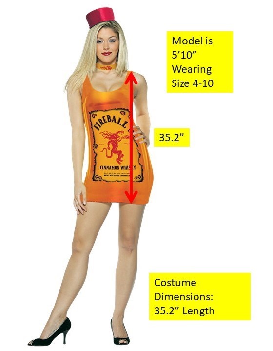 Fireball Bottle & Fireball Tank Dress Couple Costume, Adult One Size & Women's Size 4-8