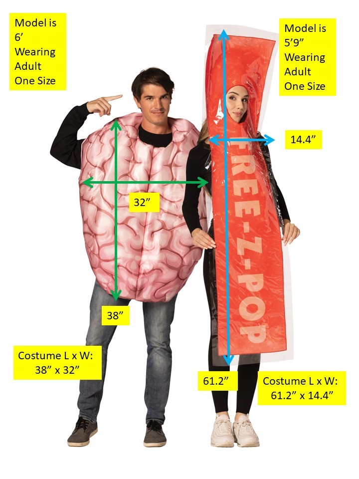 Brain & FREE-Z-POP Ice Red Couple Halloween Costume, Adult One Size