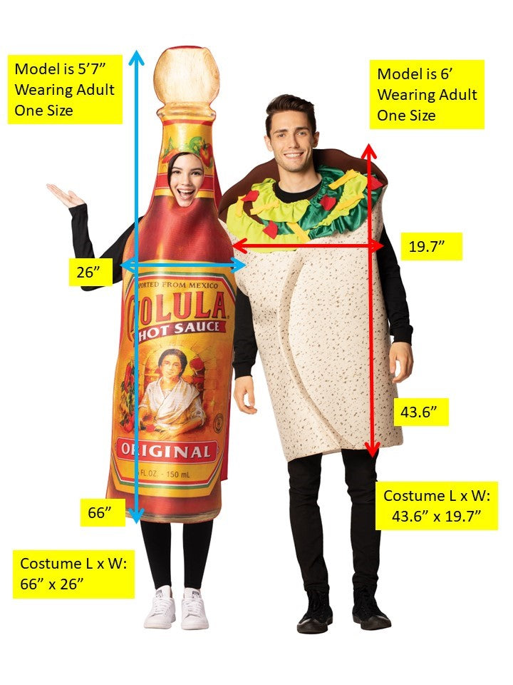 McCormick Cholula Hot Sauce & Deluxe Burrito Couple Costume, Adult One Size