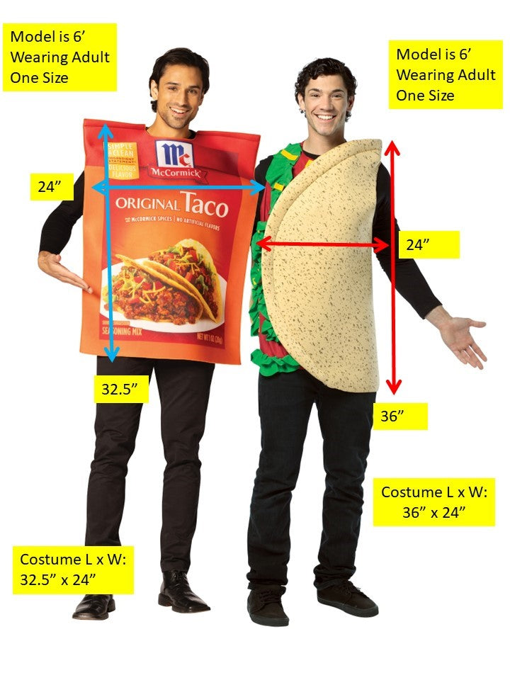 McCormick Taco Seasoning Packet & Taco Couple Costume, Adult One Size