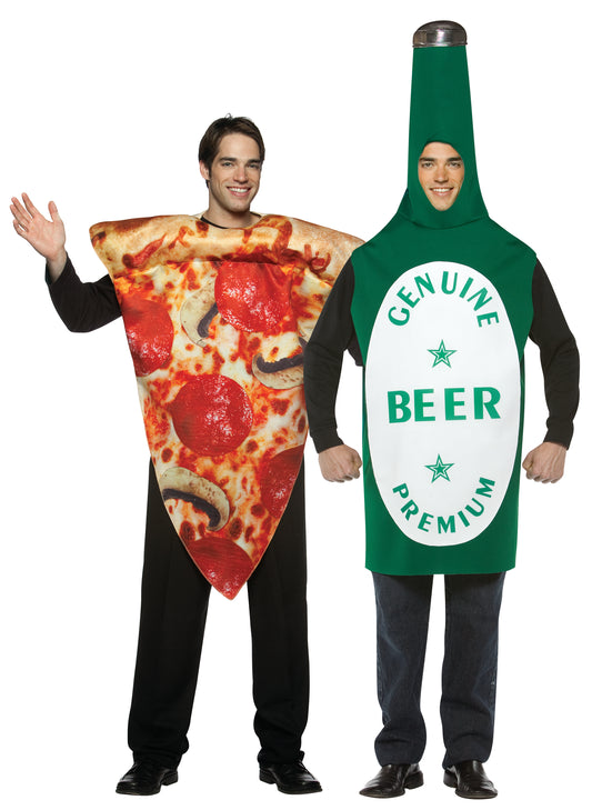 Genuine Beer Bottle & Pizza Slice Couple Costume, Adult One Size