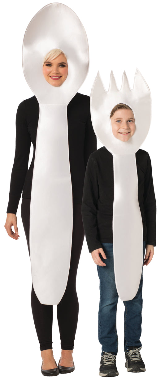 White Spoon Adult & Spornk Child Bundle Costume, Adult One Size & Child 7-10