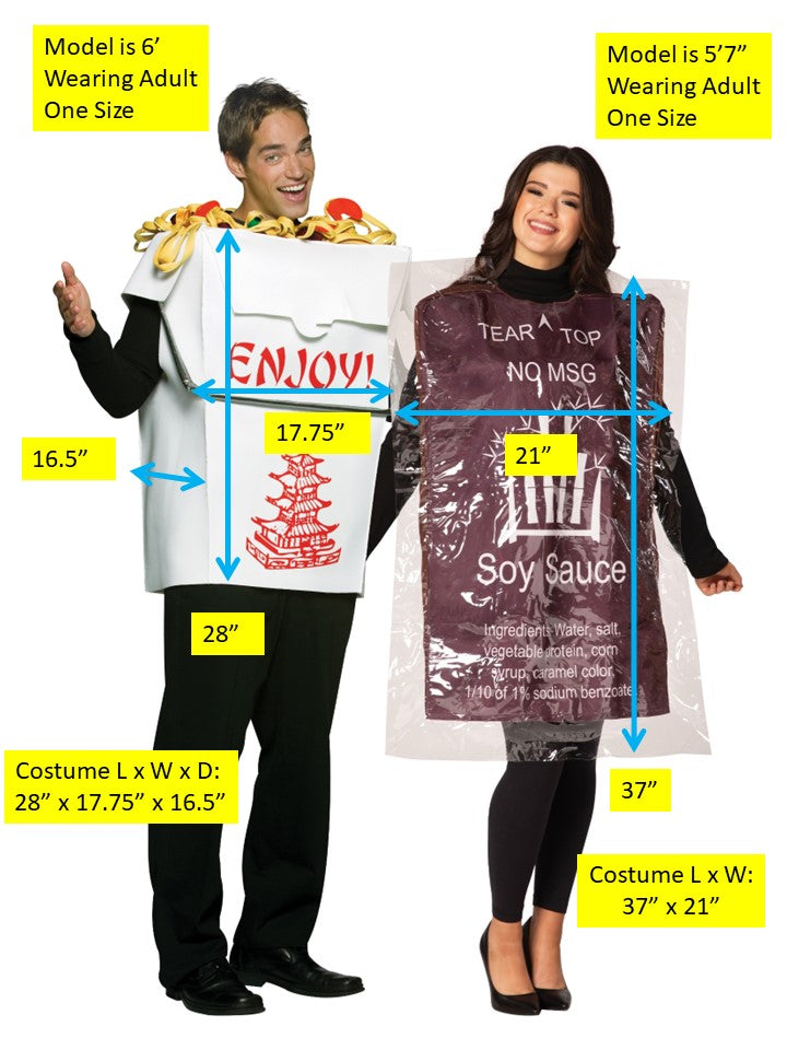 Chinese Food Takeout & Soy Sauce Couple Halloween Costume, Adult One Size