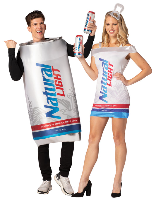 Natural Light Beer Can & Dress Couples Costume, Adult One Size & Women's Sizes M-L