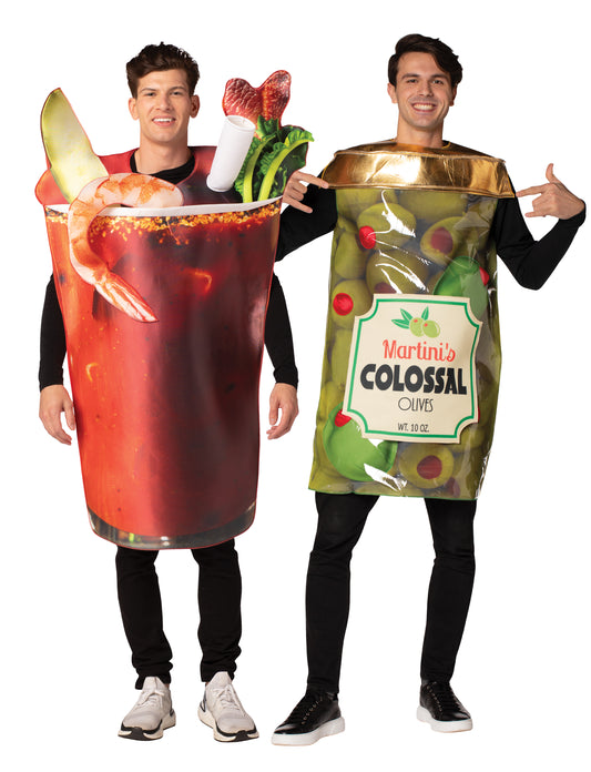 Spicy Tomato Juice Cocktail & Olive Jar Couple Halloween Costume, Adult One Size
