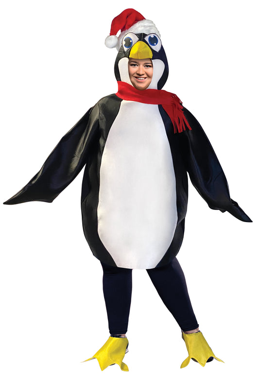 Ultimate Penguin with Santa Hat Costume, Men and Women, Adult One Size