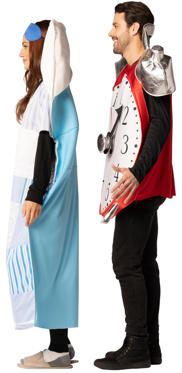 Sleeping Bed & Retro Alarm Clock Couples Costume, Adult One Size