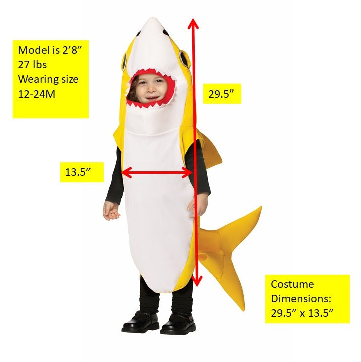 Yellow Shark Kids Costume, Baby Size 12-24 Months