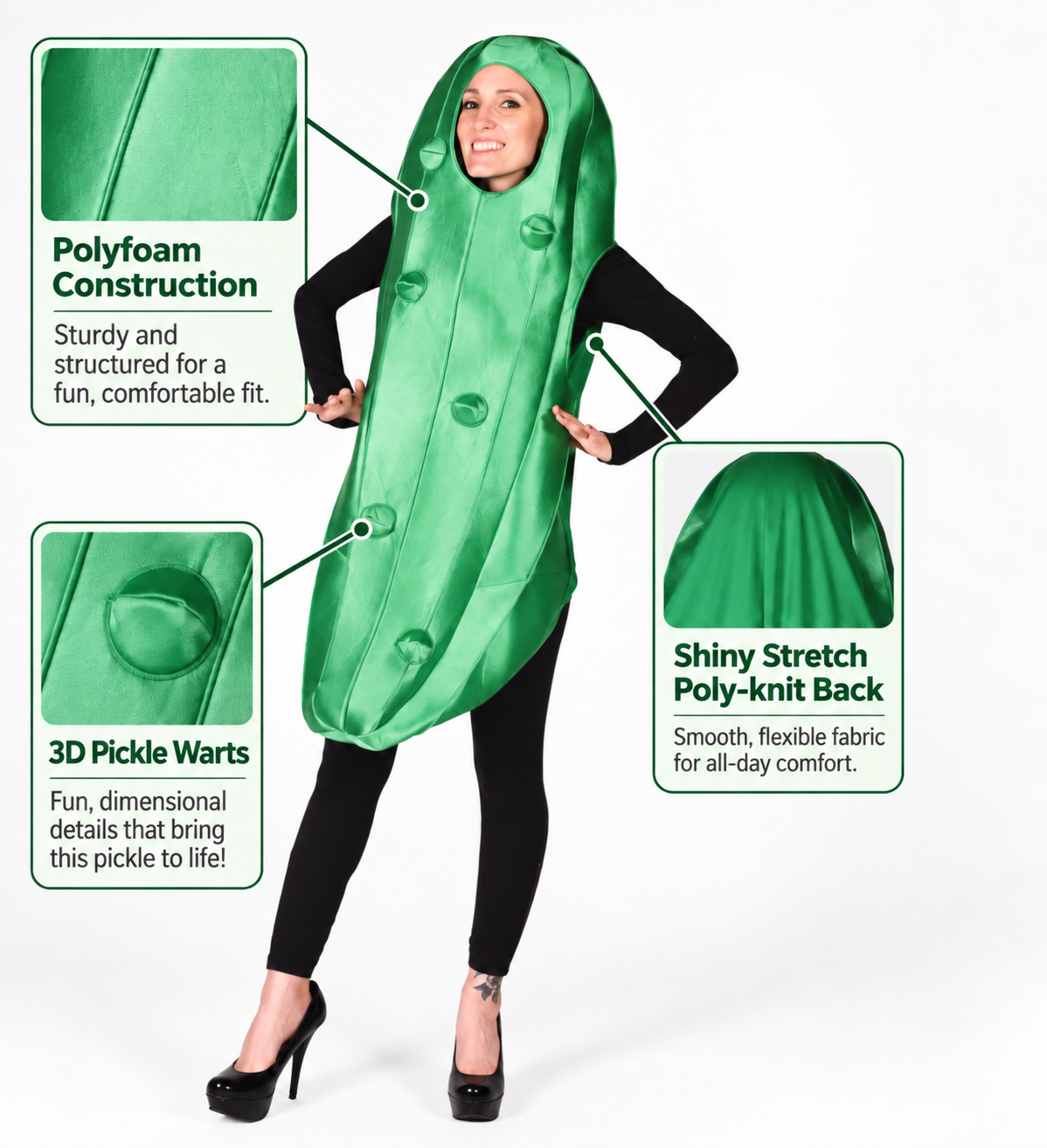 Ultimate Pickle Halloween Costume, Green, Adult Size XXS