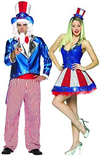 Uncle Sam & Aunt Samantha Patriotic Couple Costume, Adult One Size & Women's Size 4-10