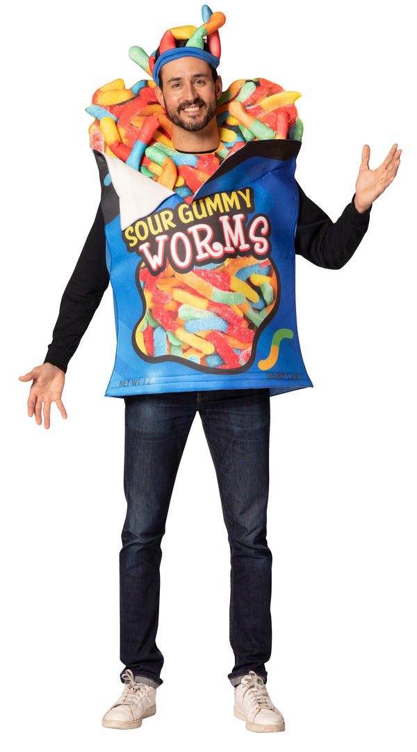 Sour Gummy Worms Costume, Adult One Size
