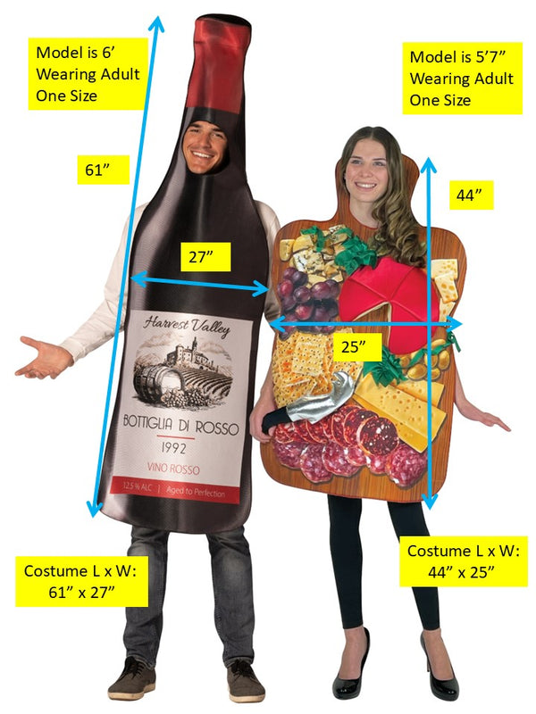 Charcuterie Board & Get Real Bottle of Wine Couples Halloween Costume, Adult One Size
