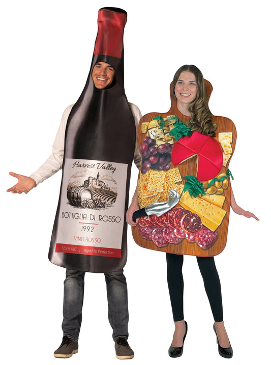 Charcuterie Board & Get Real Bottle of Wine Couples Halloween Costume, Adult One Size