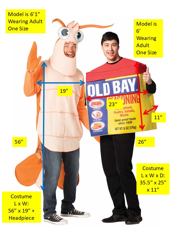 Shrimp Scampi - Old Bay Seasoning Can & Shrimp Couples Costume Set, Adult One Size