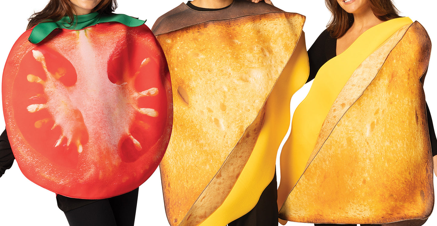 Comfort Food - Grilled Cheese & Tomato Slice Group Costume Set, Adult One Size