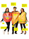 Comfort Food - Grilled Cheese & Tomato Slice Group Costume Set, Adult One Size